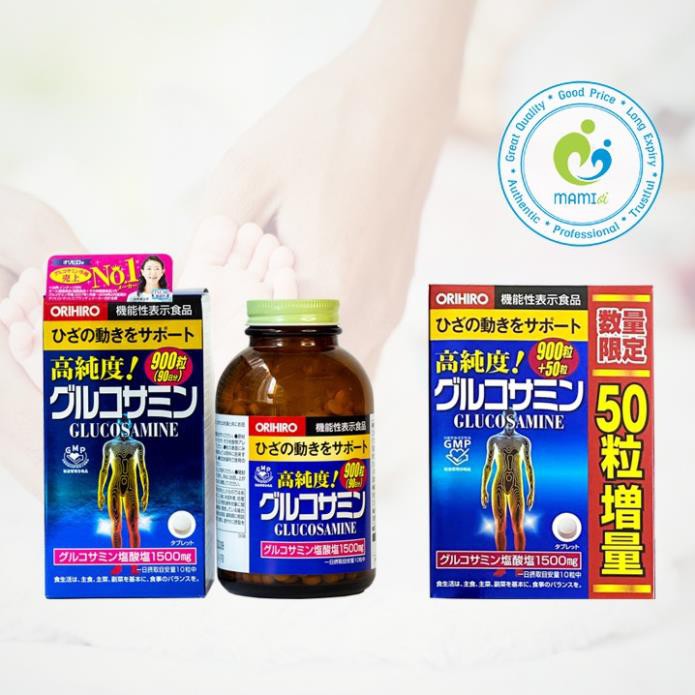 Viên uống (900/950v) tái tạo sụn khớp, giảm đau cho người lớn tuổi Orihiro Glucosamine, Nhật Bản