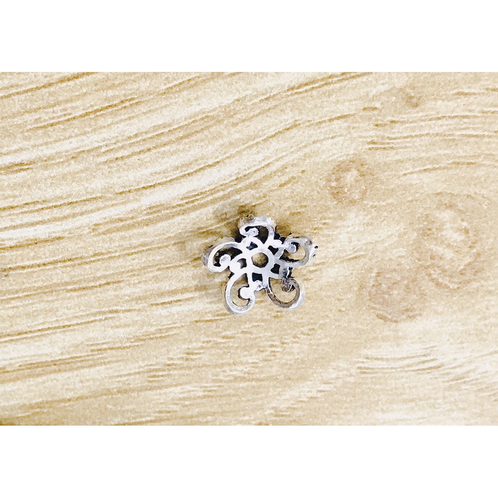 Charm bạc chụp hạt, bọc hạt 10mm hoa văn