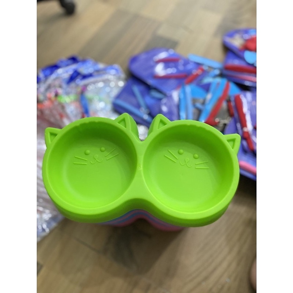 Bát Ăn Đôi Nhựa Hình Mặt Mèo