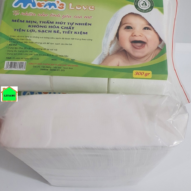 Khăn Vải Khô Đa Năng Mom Love Cao Cấp 300g Có Thể Nhúng Ướt Sử Sụng Như Khăn Giấy Ướt