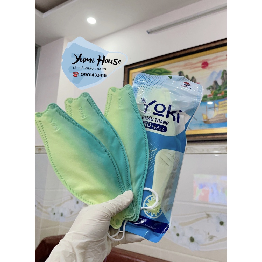 (HOT) Khẩu trang 4D KF94 Yuki / Yoki 1 Bịch 6 Chiếc 4 Lớp Màu Omber Hàng Công Ty