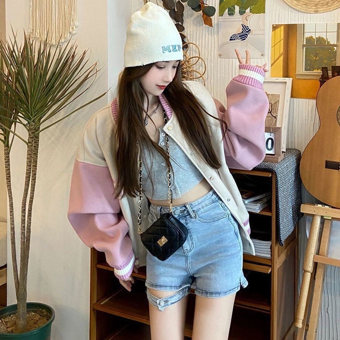Áo Khoác Bóng Chày In Chữ Phong Cách Cổ Điển Thời Trang Thu Đông Mới Cho Nữ
