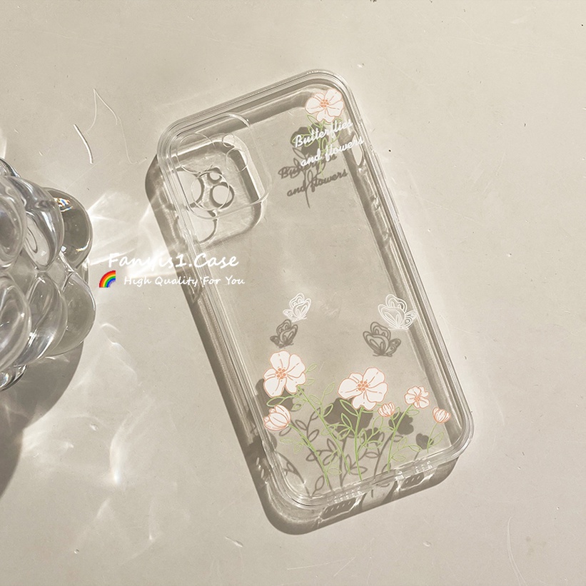 Ốp Điện Thoại Dẻo Trong Suốt Họa Tiết Hoa Xinh Xắn Cho iPhone 14 13 12 11 Pro Max X XR Xs Max 7 8 6 6S Plus SE