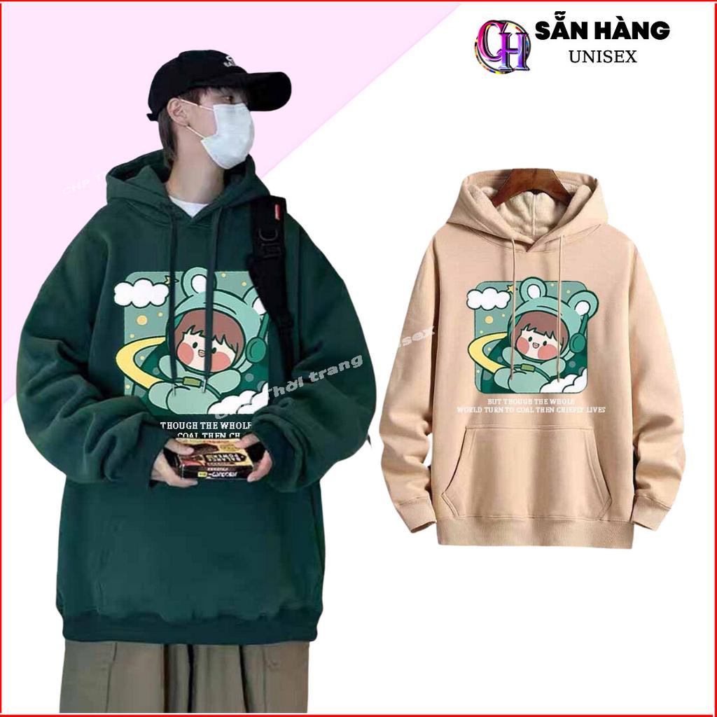 Áo Hoodie thể thao Dáng Rộng Họa Tiết Hoạt Hình BÚP BÊ NASA Thời Trang Thu Đông Có 2 Màu Tùy Chọn Cho Cặp Đôi.