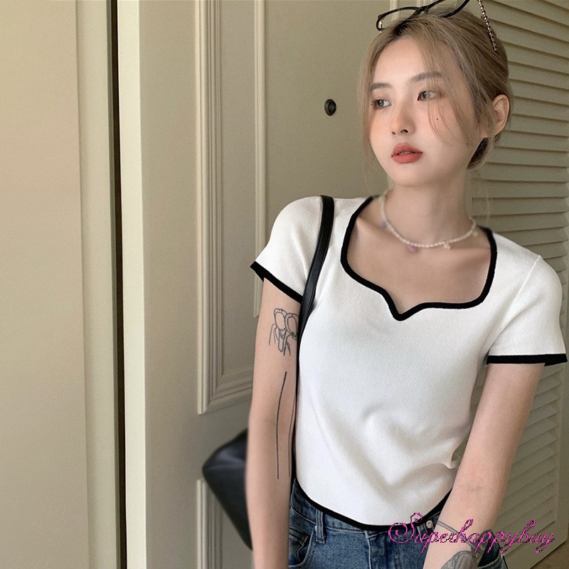 Áo Thun Tay Ngắn Dáng Ôm Dễ Phối Đồ Thời Trang Cho Nữ