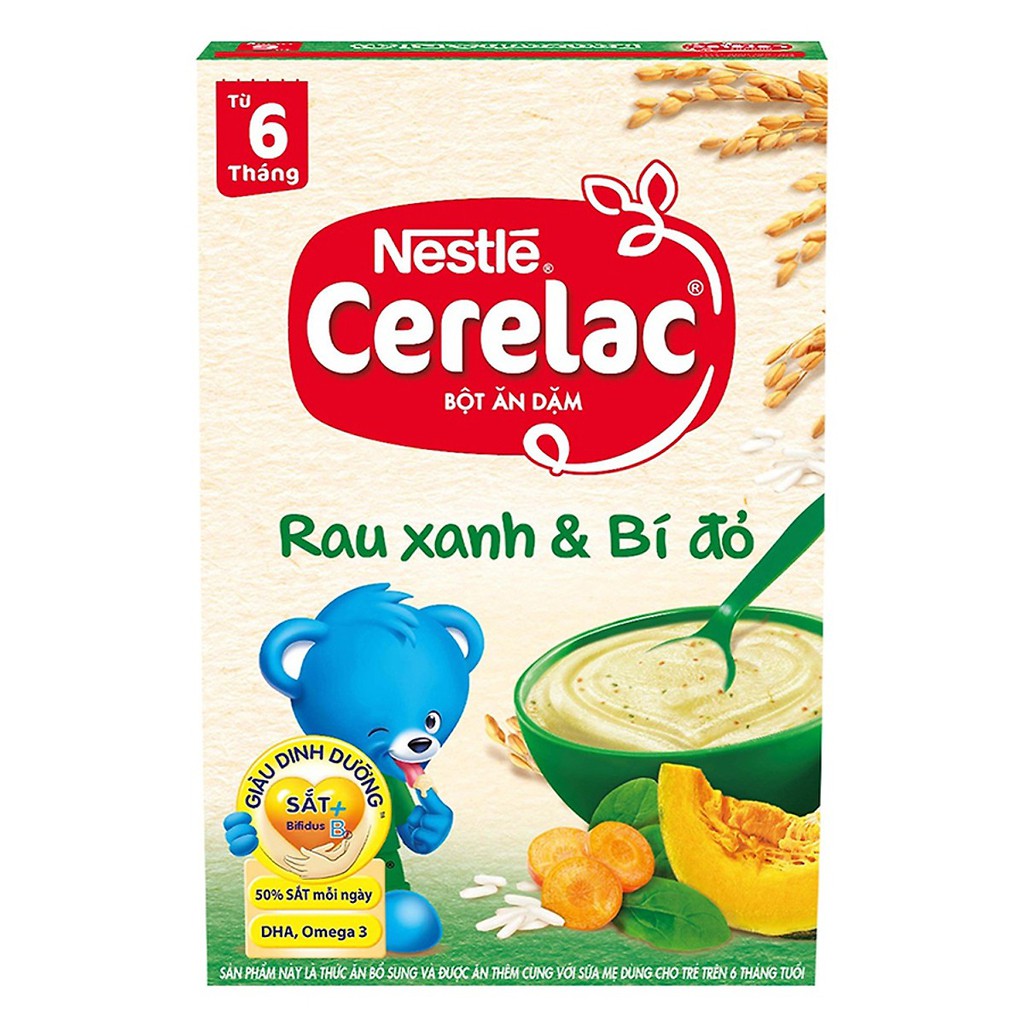 Bột Ăn Dặm cho bé Nestle Cerelac Rau Xanh Và Bí Đỏ (200g) date 2021