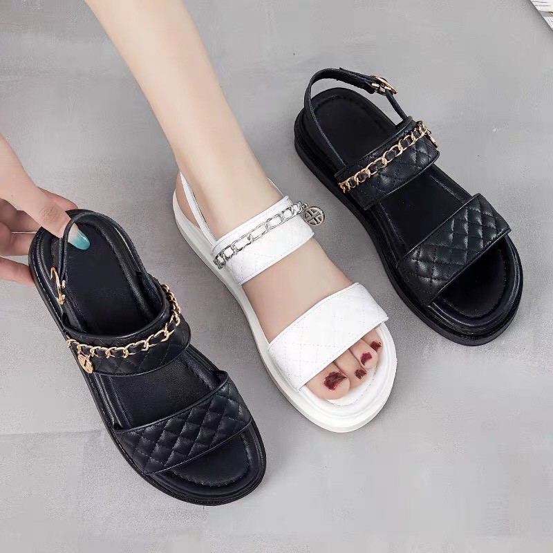 HOT SALE（Phần thưởng cho người theo dõi+d10000） sandal nữ/ dép quai hậu nữ phối dây xích cực xinh, học sinh dáng t *