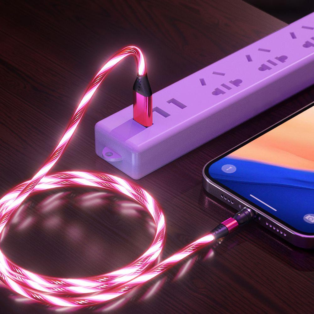 AUGUSTINA Dây Cáp Sạc 540 Độ Micro USB Type C Có Đèn LED Cho Điện Thoại