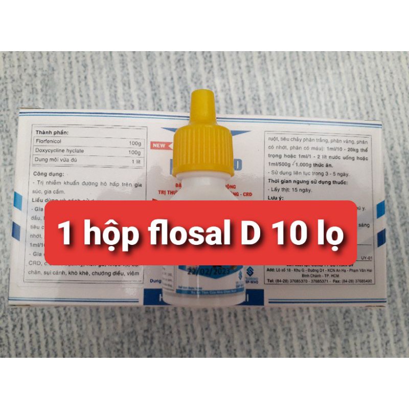 1 hộp 10 lọ flosal D 10ml. hen, khẹc gà đá, chim, vẹt, chim cảnh