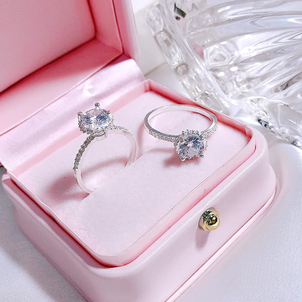nhẫn nữ , bạc cao cấp đính đá , sáng lấp lánh TS tân bạc