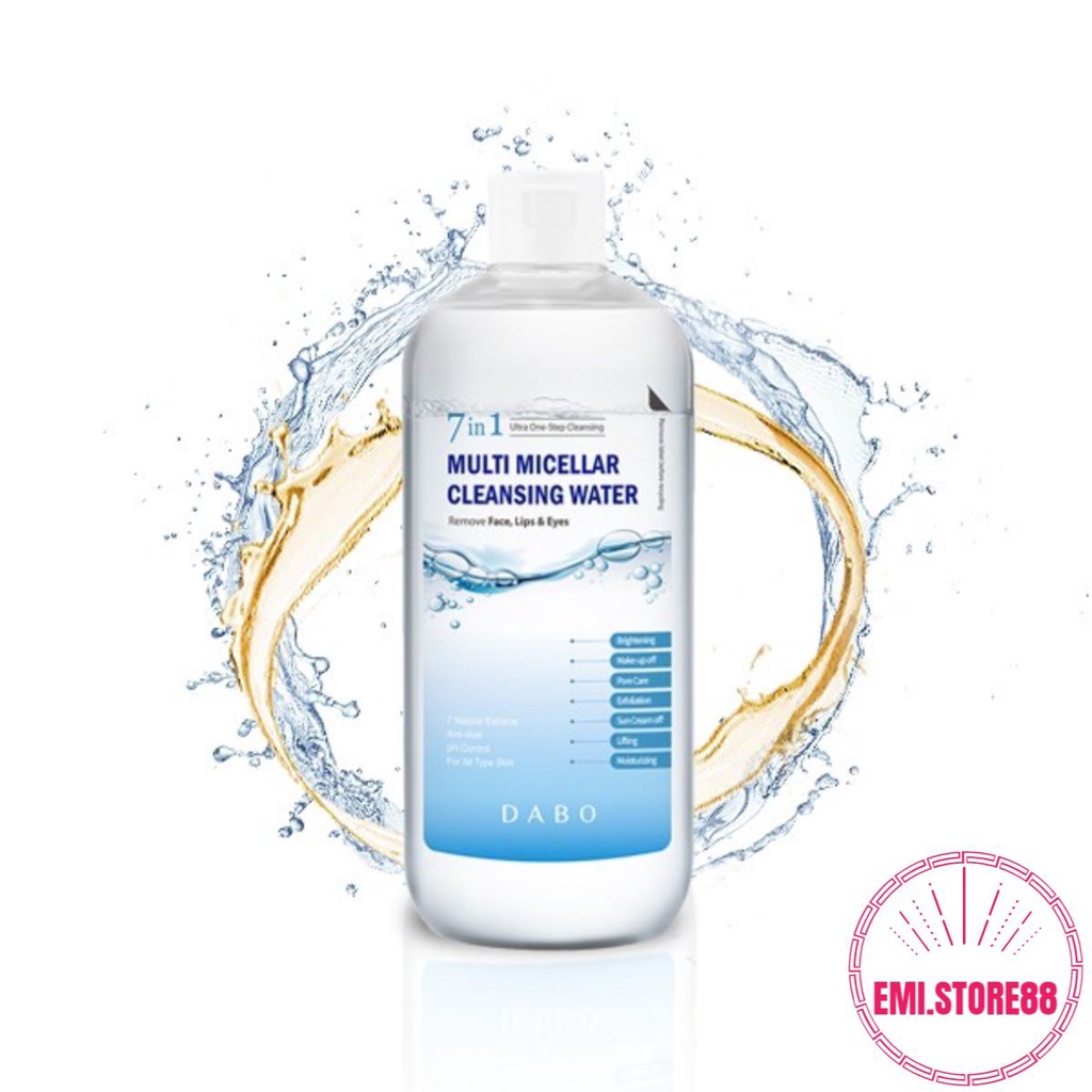 Nước Tẩy Trang Đa Năng 7 Tác Dụng - Dabo Multi Micellar Water 500ml Se khít lỗ chân lông, Sáng da, Cấp ẩm, không rát da