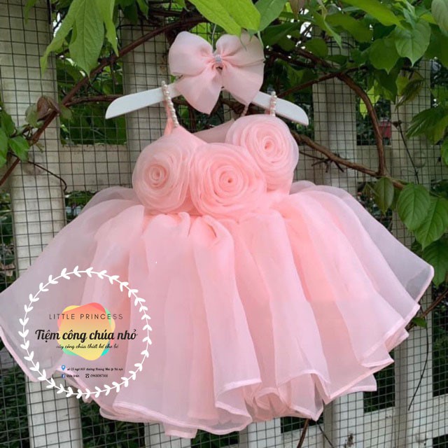 YẾM 3 HOA, YẾM XẾP NGỰC ❤️Tặng kèm cài tóc 🍉TIỆM CÔNG CHÚA NHỎ🍉 ĐẦM CÔNG CHÚA CHO BÉ