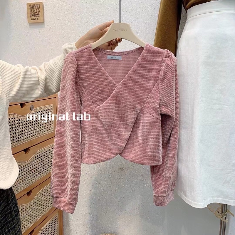 Áo nhung vạt chéo