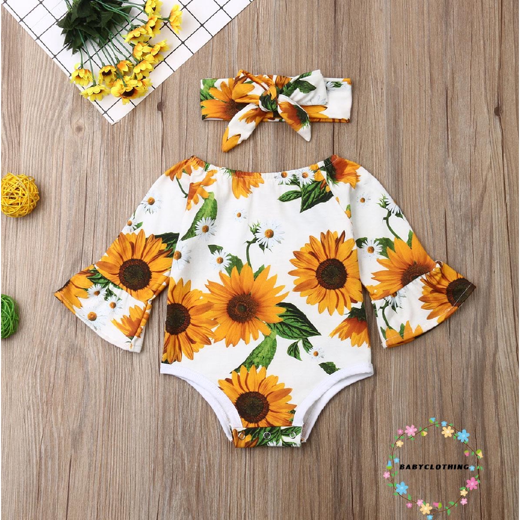 Set quần yếm + băng đô in họa tiết hoa dễ thương cho bé gái