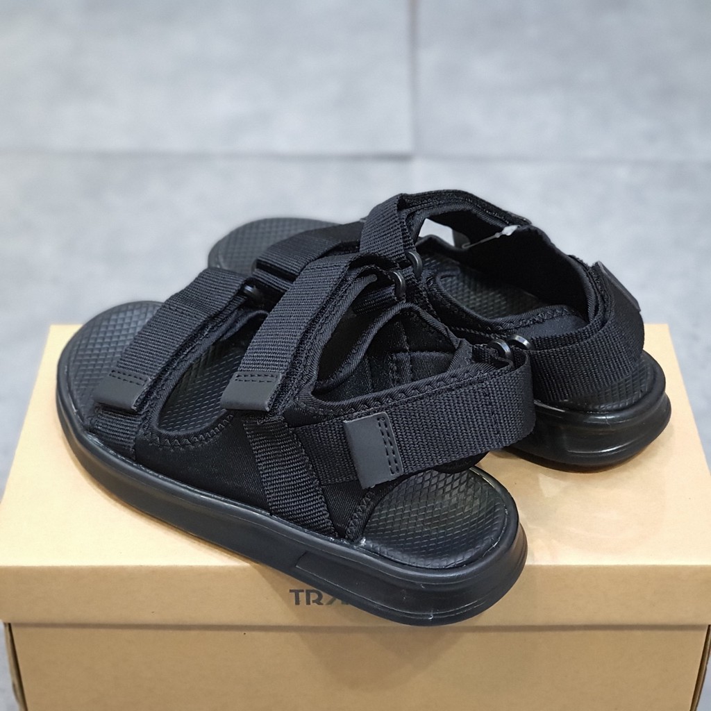 Sandal VENTO nam nữ NB02 - Black - giày sandal đi học đi làm, đế bệt, phom nhỏ gọn