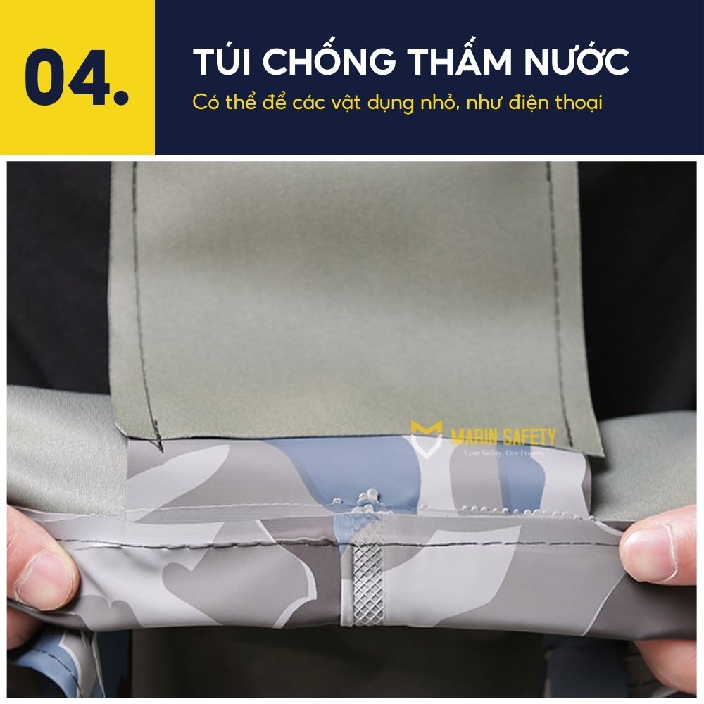 Quần áo lội nước màu rằn ri, áo yếm chất liệu PVC chống nước dùng trong nhiều ngành nghề