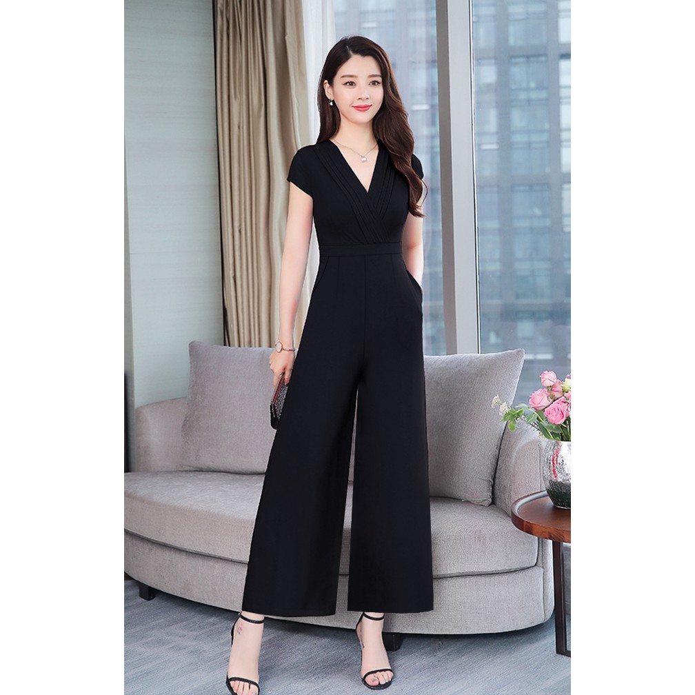 Jumpsuit Dài 🎁FREESHIP🎁 Jumsuit dài ống suông xếp ly ngực xinh xắn MS: TJ1093