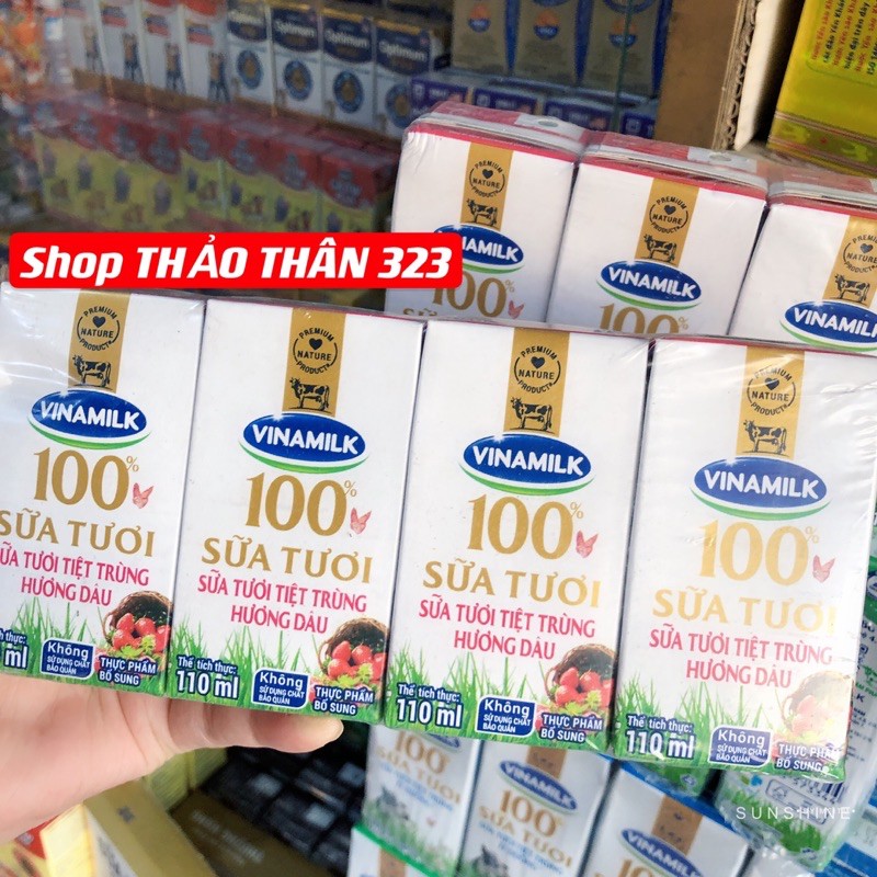 ✅Sữa Tươi 100% Vinamilk 110ml Có Đường, Ít Đường ( 1 lốc x 4 hộp)