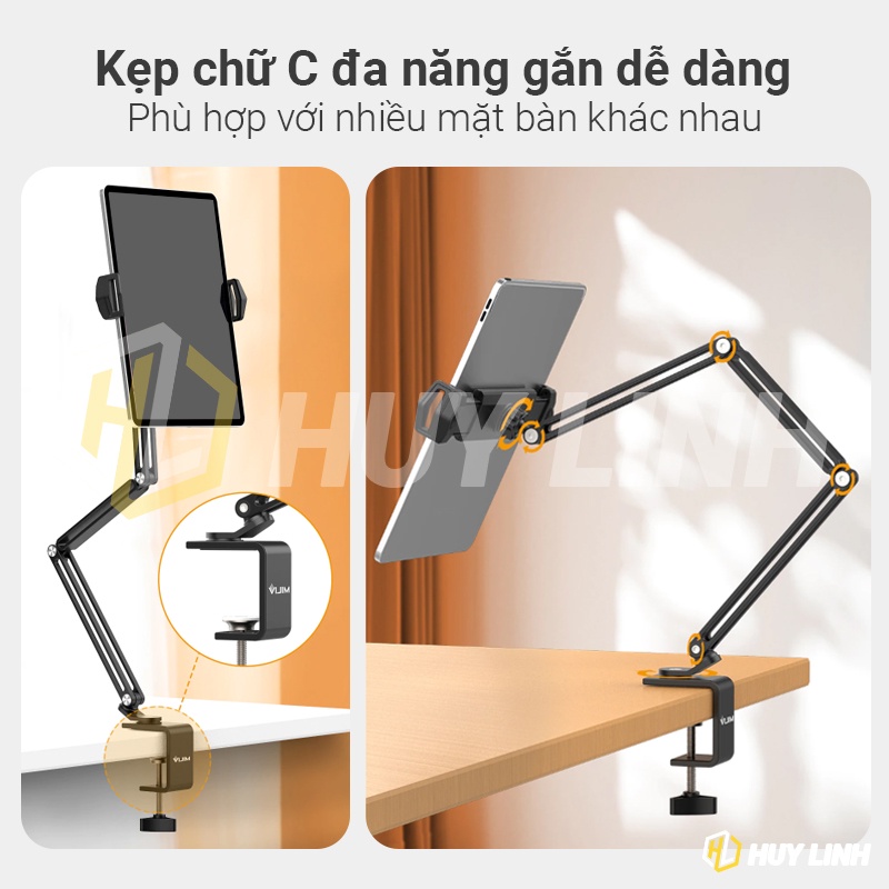 Vijim HP001 | Arm kẹp điện thoại máy tính bảng bằng kim loại chắc chắn đi kèm chữ C kẹp cạnh bàn