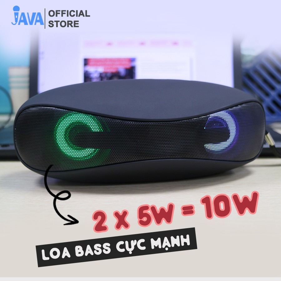 [Bass đôi Cực Mạnh]  Loa bluetooth Extrabass JAVA-XB33 Cao Cấp- Kết nối TV- Máy tính- Usb- nghe FM - đèn Led - Pin trâu