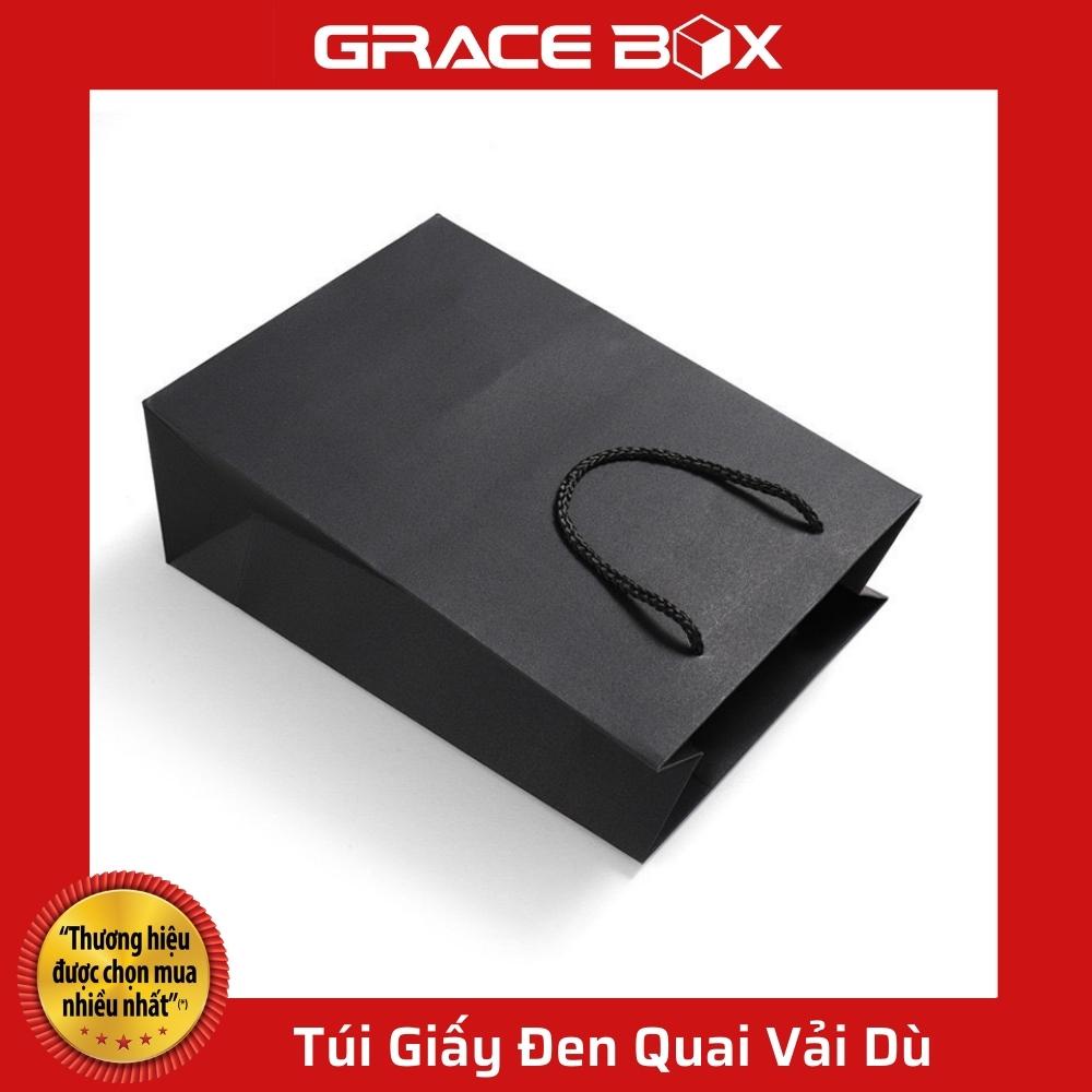 {Giá Sỉ} Túi Giấy Đen Quai Vải Dù Chắc Chắn (Chịu Lực Tốt) Siêu Thị Bao Bì Grace Box