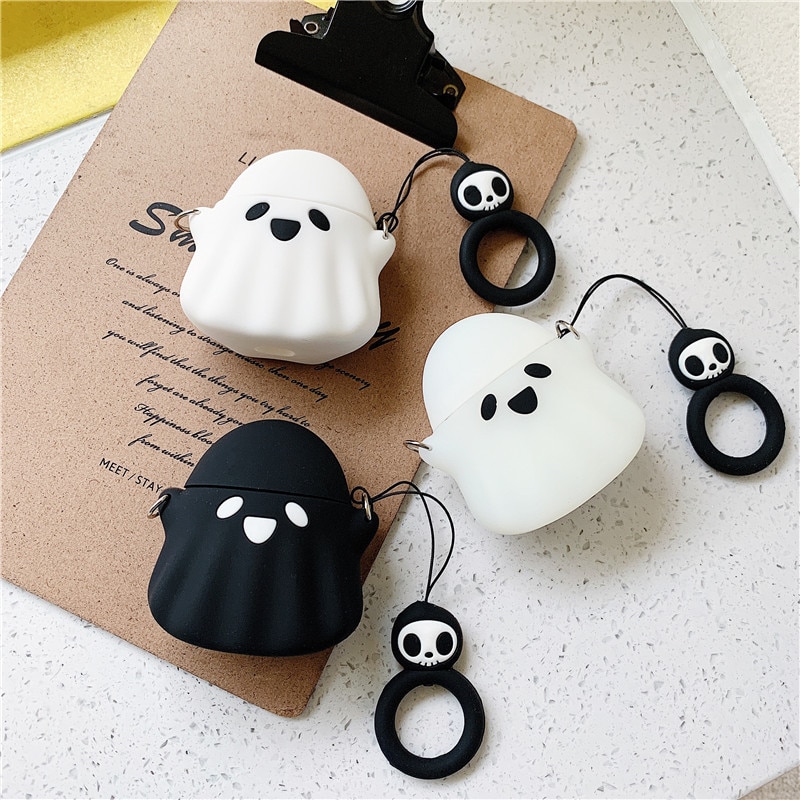 Vỏ bảo vệ hộp sạc tai nghe cho Airpods 1 / 2 hình con ma 3D đáng yêu