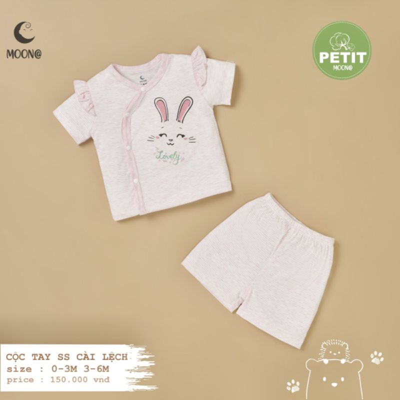 Moon - Bộ cộc cài chéo vải petit mềm mát xinh yêu cho bé 3-7kg