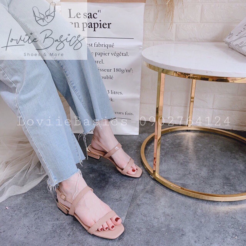 LOVIIE BASICS - SANDAL QUAI MẢNH ĐẾ VUÔNG - SANDAL NỮ ĐẾ VUÔNG 3CM - SANDAL DÂY MẢNH QUAI NGANG BASIC S200204