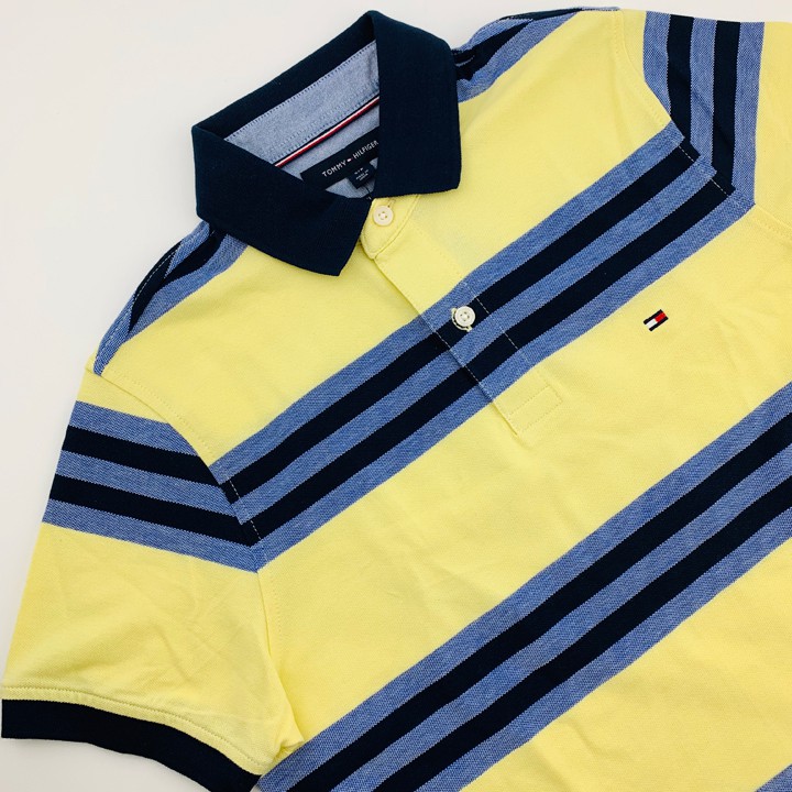 Áo thun ngắn tay Tommy Hilfiger Slim Fit Coupe Etroite Striped Polo Shirt - Yellow