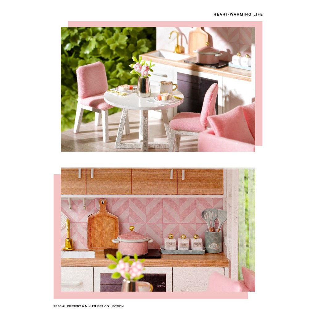 Mô Hình Nhà Gỗ Búp Bê DIY: Ngôi Nhà Sưởi Ấm Trái Tim - QL003 Tặng Keo Rán