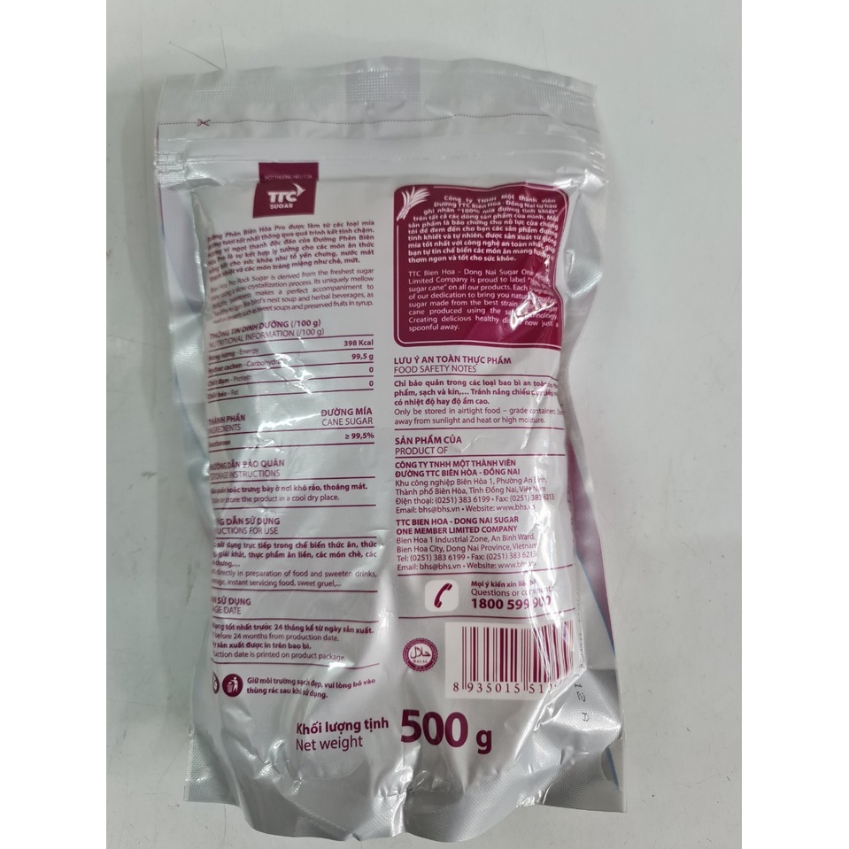 [500g – LOẠI 1] ĐƯỜNG PHÈN HẠT [VN] BIÊN HÒA Rock Sugar – White Lump (halal)