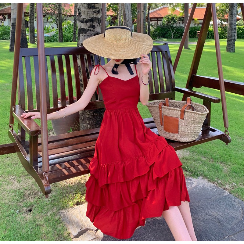 Đầm Voan Hai Dây Phong Cách Bohemian Thanh Lịch Dành Cho Nữ
