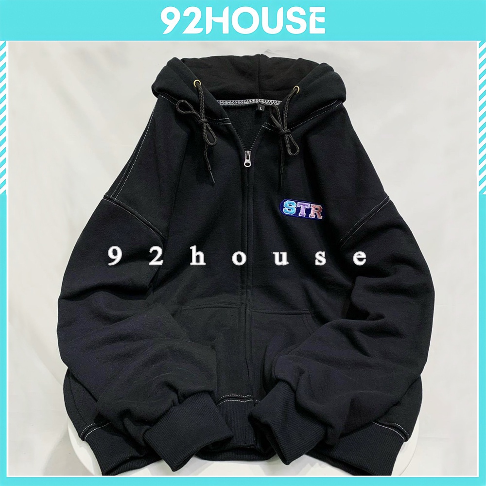 Áo khoác nỉ basic trơn thêu chữ có nón form rộng freesize / Áo gió ulzzang unisex chữ thêu