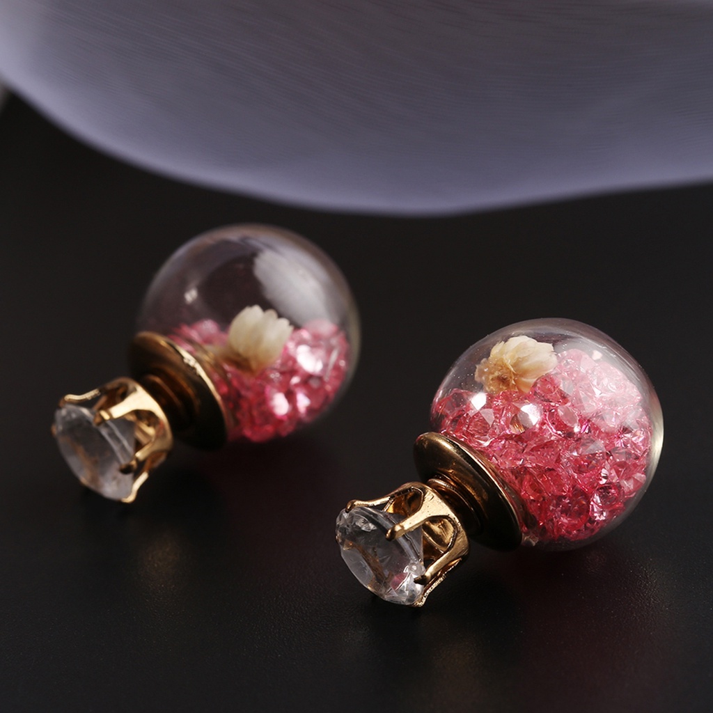 Đôi bông tai hình hoa phối đính đá thời trang cho nữ