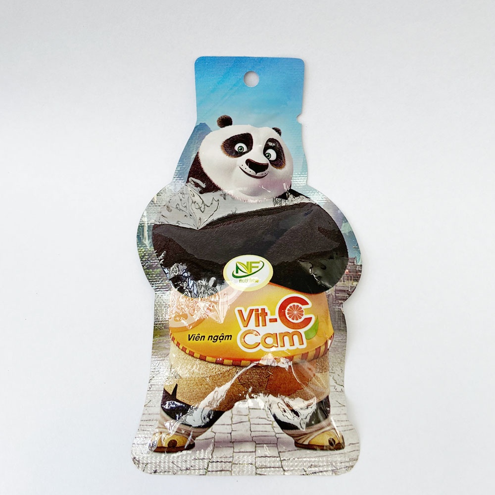 Viên ngậm Vitamin C 10mg vị cam tăng cường sức đề kháng, ngừa chảy máu chân răng - 10 viên [Vit-C Cam Gấu trúc]