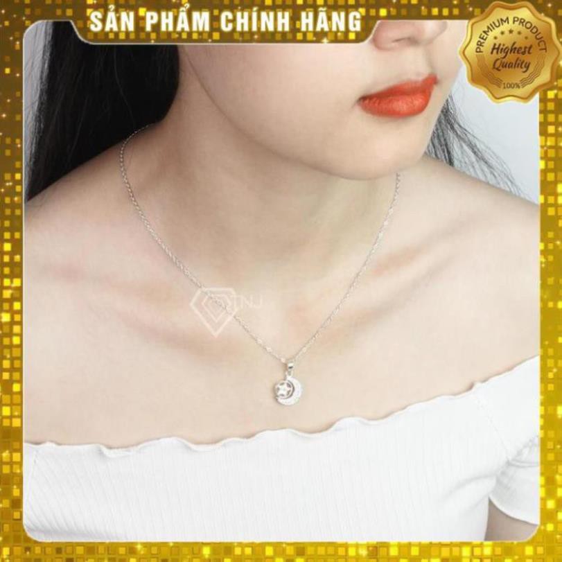 [KHÔNG ĐẸP HOÀN TIỀN] Vòng cổ bạc nữ hình mặt trăng sao đính đá trắng khắc tên theo  yêu cầu