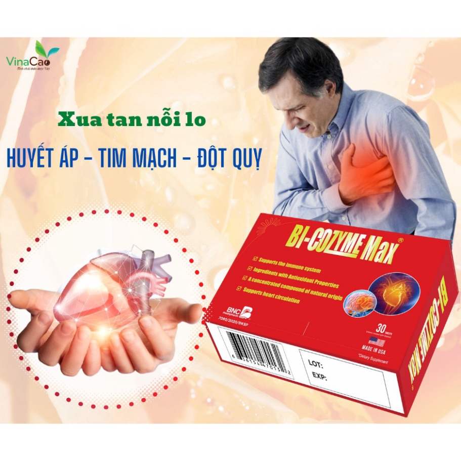 Viên bổ tim mạch Bi-Cozyme Max Vinacao hộp 30 viên