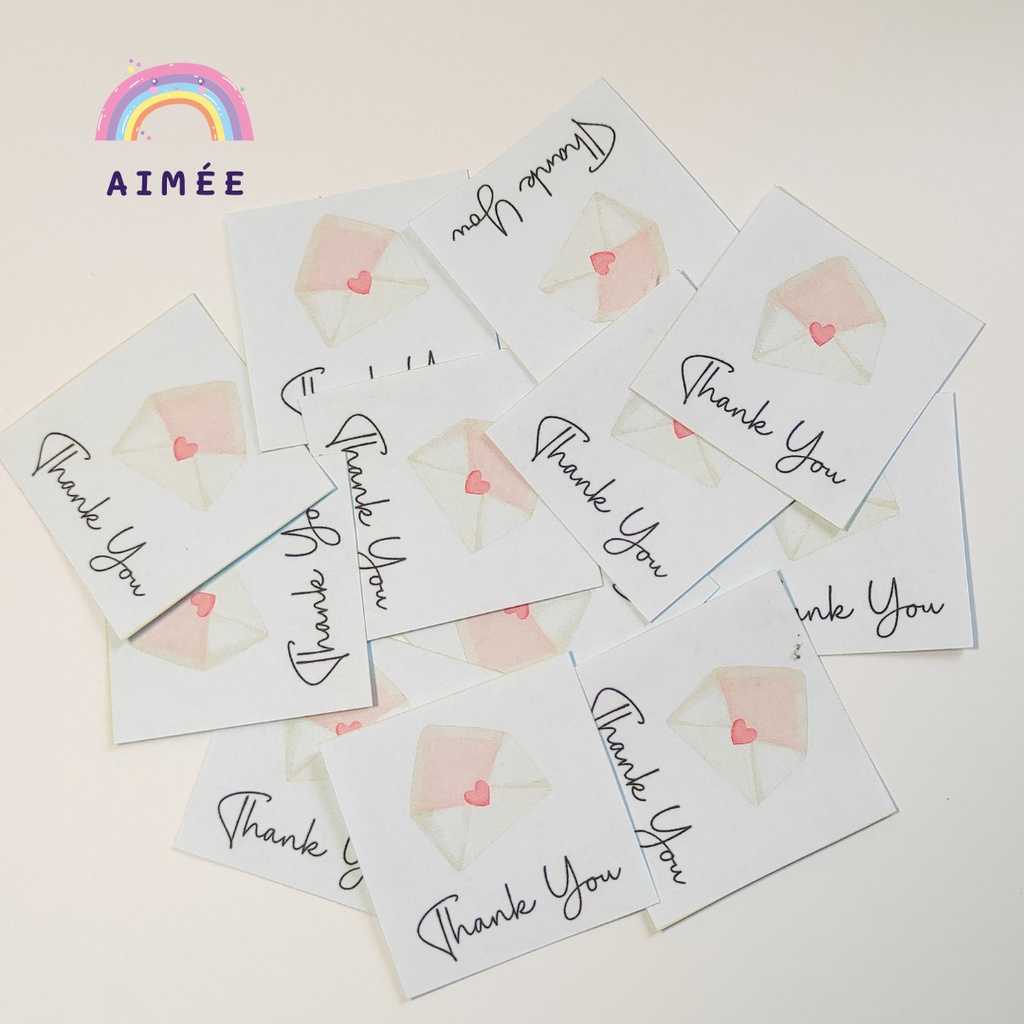 Sticker, nhãn dán nhiều màu sắc | Thank you, cảm ơn, dán niêm phong, gói quà, hộp carton | Aimee