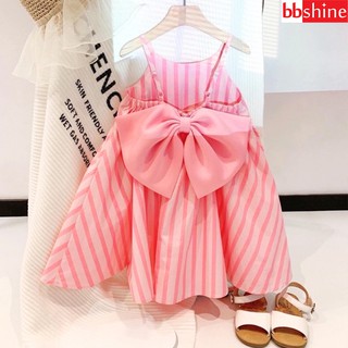 Váy 2 dây cho bé, Đầm cho bé 8-24kg chất đũi mềm dáng xòe phối nơ bản to mặt lưng xinh xắn BBShine – D086