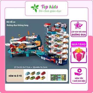 Đồ chơi Lắp ráp mô hình gara xe ô tô đường đua khủng long cho bé từ 2 3 4 5 6 tuổi thông minh trí tuệ TOPKIDS