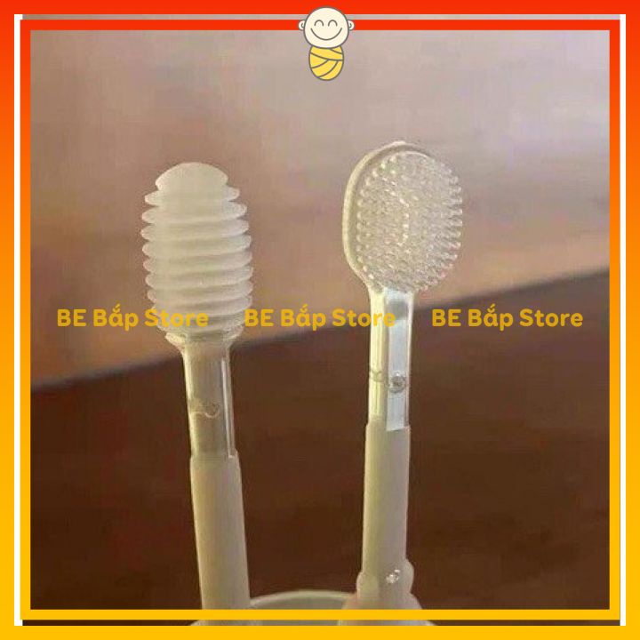 Combo Rơ Lưỡi Và Bàn Chải Silicon Siêu Mềm Cho Bé 0-18 THÁNG Chống Nấm Lưỡi - Bố Bắp Store