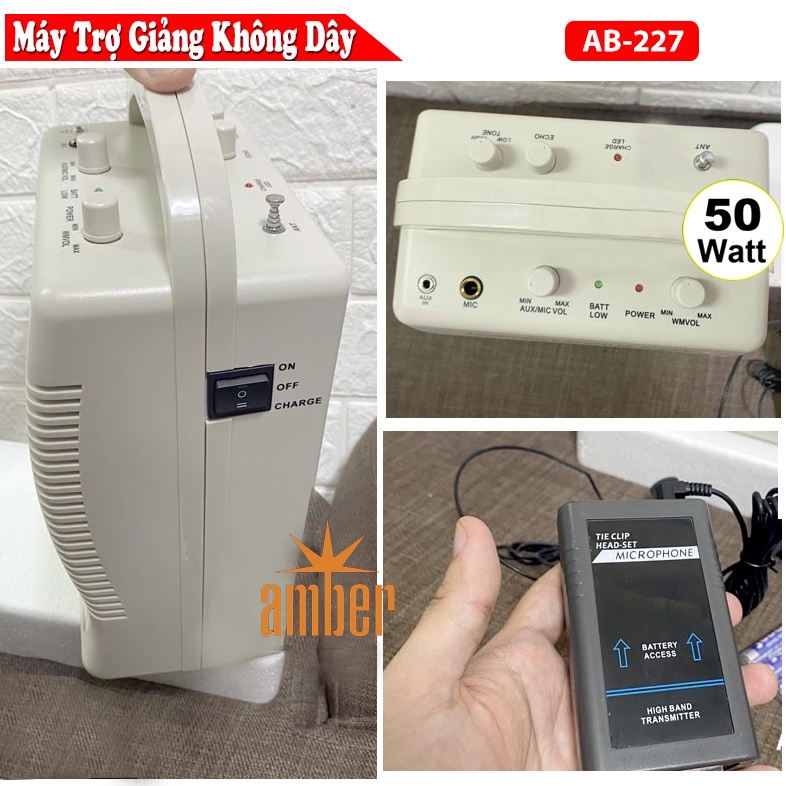 [Mã 252ELSALE hoàn 7% đơn 300K] Loa Trợ Giảng Công Suất Lớn AMBER AB-227 - Kèm 3 Micro Không Dây