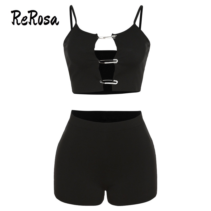 Bộ Áo Tank Top Phối Quần Short Lưng Cao Thời Trang Quyến Rũ Cho Nữ