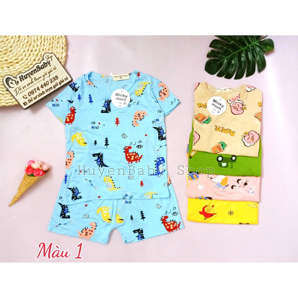 Bộ Cộc Tay Cho Bé Bộ thun lạnh Minky Mom Cộc Tay Cho Bé, Mềm mịn, Thấm Mồ Hôi ,Co Dãn Tốt - M03