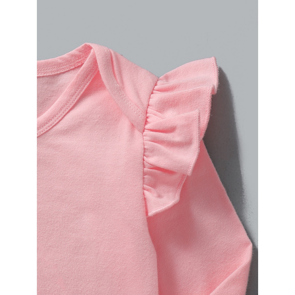 Bộ 2 món Áo liền quần MIKRDOO dài tay hình thỏ và Quần hoa cotton dài dễ thương cho bé gái tập đi