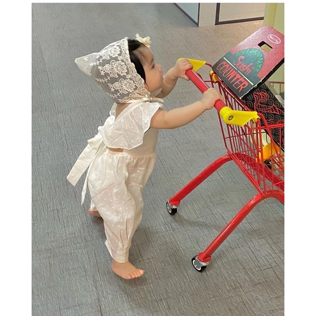 Bộ liền thân cotton gạo hở lưng em bé Nanci room