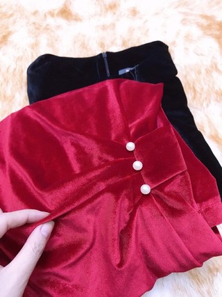 Đầm nhung ôm xoắn eo thời trang