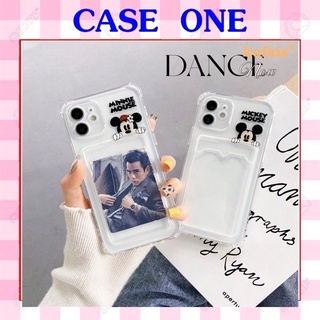 Ốp điện thoại chống sốc có ngăn đựng ảnh/thẻ hình micky cute xinh xắn dành cho iPhone 6-12 Pro Max