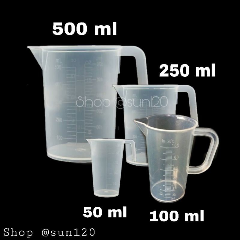 Bộ 4 ca đong chia vạch gồm ca 500ml, 250 ml, 100ml, 50ml