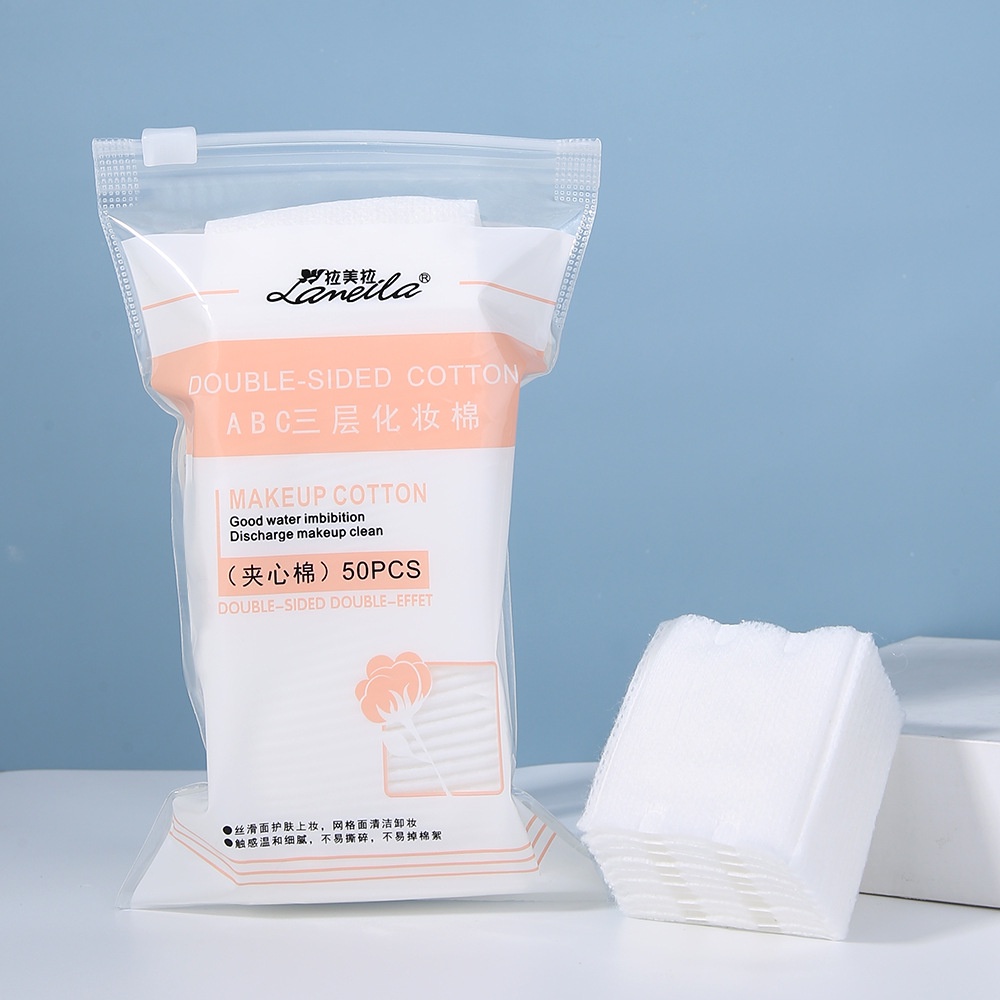 Bông Tẩy Trang Cotton Pads 3 Lớp Kháng Khuẩn Túi 50 Miếng Hàng Cao Cấp